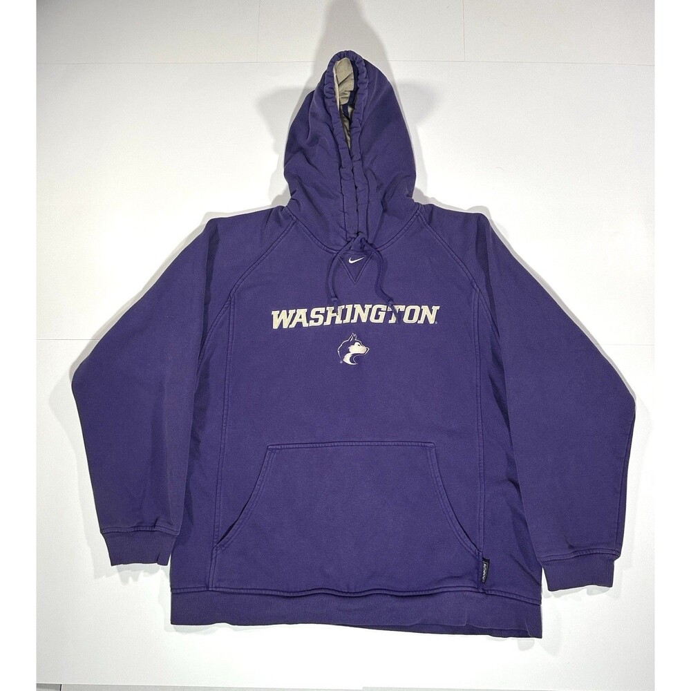 Vintage Nike Center Swoosh UW Washington Huskies Hoodie Sz Large Purple 90s Y2K